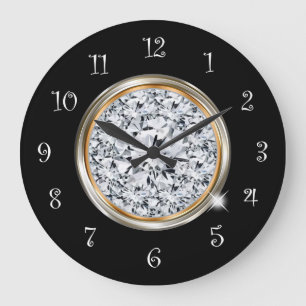 Glitzy Classy Faux Digital Diamond Wall Clocks