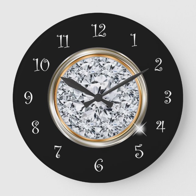 Glitzy Classy Faux Digital Diamond Wall Clocks (Front)