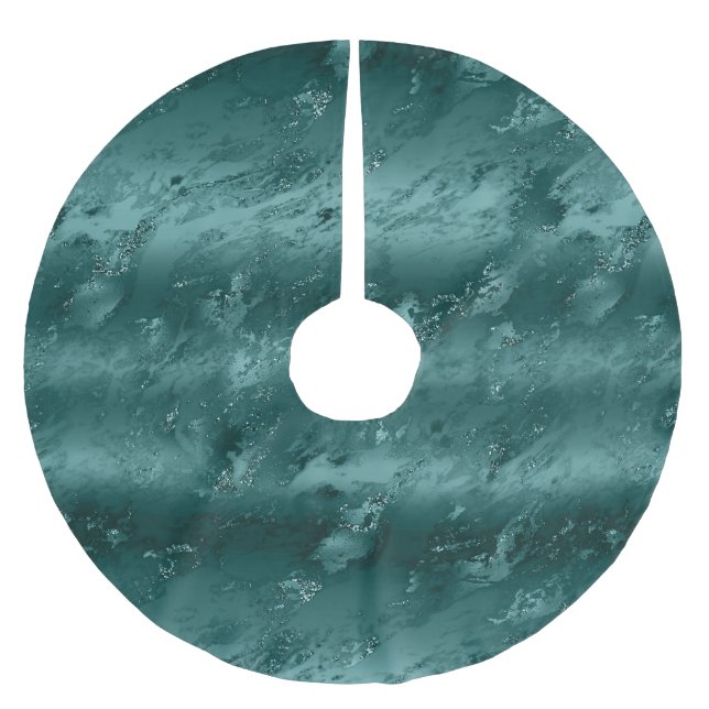 Glitzy Emerald Green Marble Christmas            Brushed Polyester Tree Skirt (Front)