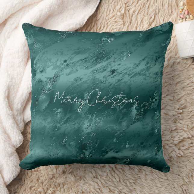 Glitzy Emerald Green Ombre Marble           Cushion (Blanket)