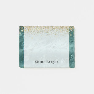Glitzy Emerald Green Ombre Marble Gold Glitter  Post-it Notes