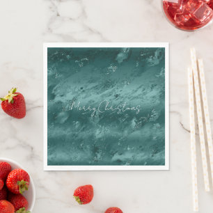Glitzy Emerald Green Ombre Marble Napkin