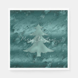 Glitzy Emerald Green Ombre Marble Napkin