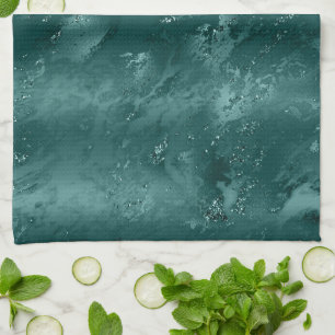 Glitzy Emerald Green Ombre Marble    Tea Towel