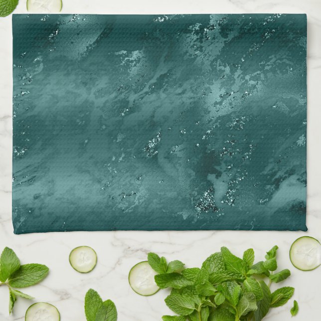 Glitzy Emerald Green Ombre Marble    Tea Towel (Folded)