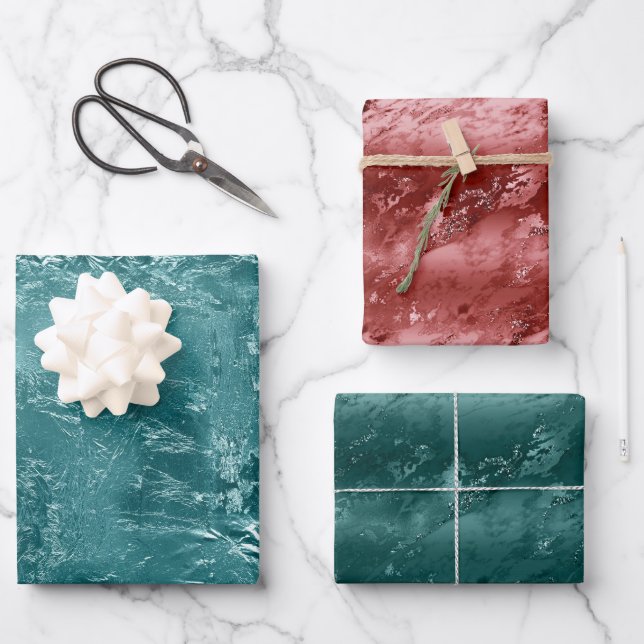 Glitzy Emerald Green Ombre Marble      Wrapping Paper Sheet (Front)