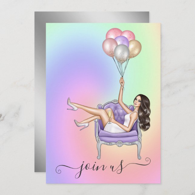 Glitzy Fashionista Bachelorette Party Invitation (Front/Back)