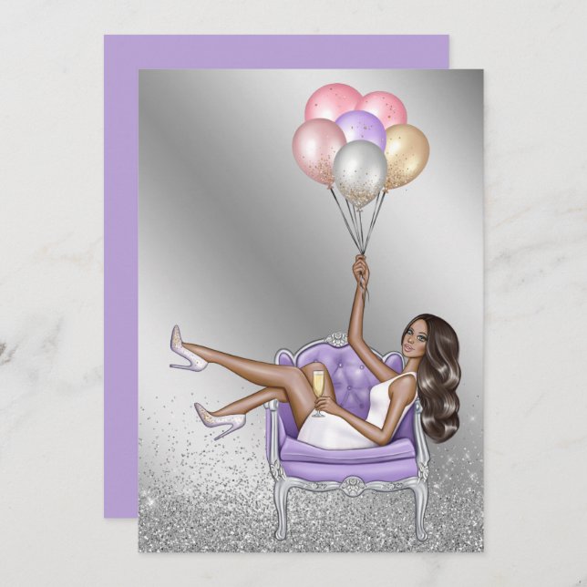 Glitzy Fashionista Bachelorette Party Invitation (Front/Back)