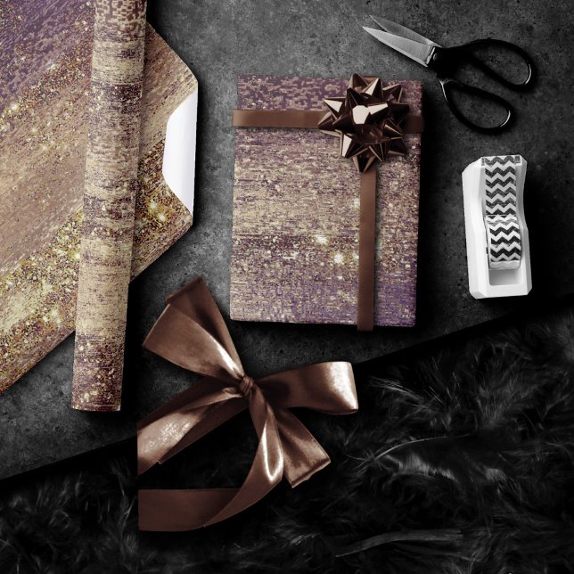 Glitzy Foil | Bronze Taupe Faux Glitter Sparkle Wrapping Paper (Creator Uploaded)