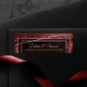 Glitzy Foil Henna Crimson Red Sparkle Address Return Address Label
