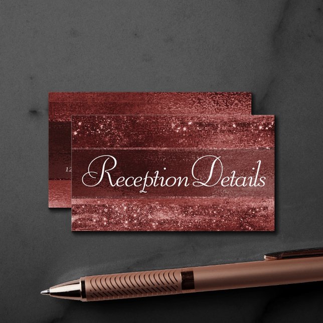 Glitzy Foil | Henna Crimson Red Sparkle Reception Enclosure Card (Creator Uploaded)