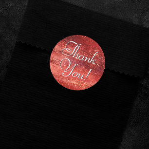 Glitzy Foil Henna Crimson Red Sparkle Thank You Classic Round Sticker