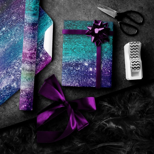 Glitzy Foil | Holographic Iridescent Dark Ombre Wrapping Paper (Creator Uploaded)