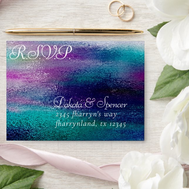 Glitzy Foil | Holographic Iridescent RSVP Address Envelope (Wedding)