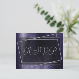 Glitzy Foil Indigo Midnight Dark Purple Response Invitation Postcard