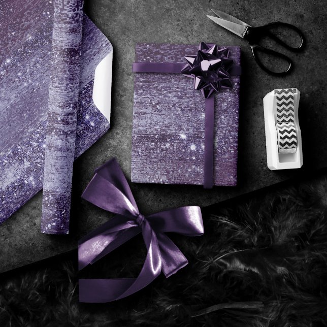 Glitzy Foil | Indigo Midnight Purple Faux Sparkle Wrapping Paper (Creator Uploaded)