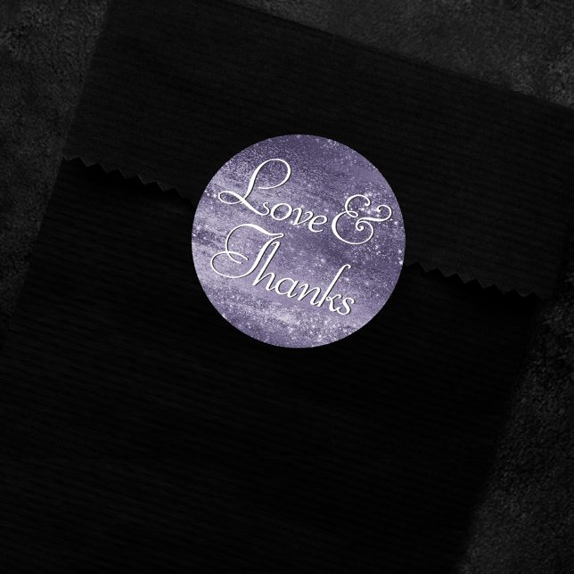 Glitzy Foil | Indigo Midnight Purple Thank You Classic Round Sticker (Creator Uploaded)