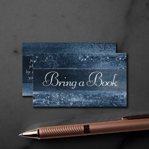 Glitzy Foil Navy Blue Faux Glitter Book Request Enclosure Card