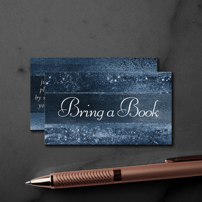 Glitzy Foil | Navy Blue Faux Glitter Book Request Enclosure Card (Creator Uploaded)