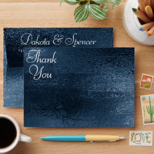 Glitzy Foil Navy Blue Sparkle Glitter Thank You Envelope