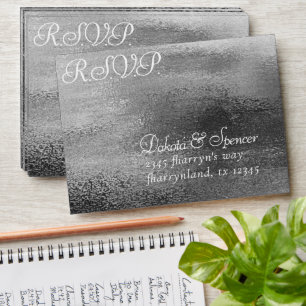 Glitzy Foil Platinum Silver Faux Chrome RSVP Envelope