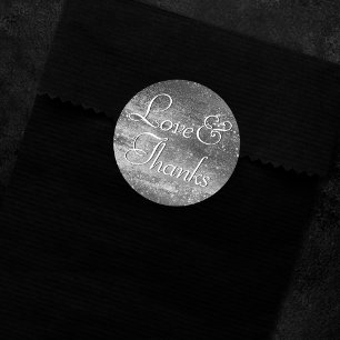Glitzy Foil Platinum Silver Faux Shine Thank You Classic Round Sticker