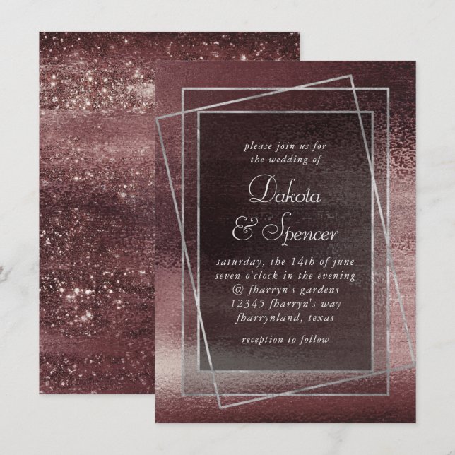 Glitzy Foil | Rose Gold Blush Glam Faux Shimmer Invitation (Front/Back)