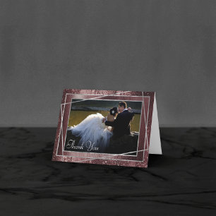 Glitzy Foil   Rose Gold Blush Glam Metallic Photo Thank You Card