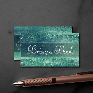 Glitzy Foil Seafoam Faux Iridescent Bring a Book Enclosure Card