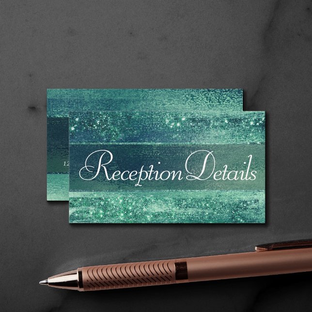 Glitzy Foil | Seafoam Iridescent Green Reception Enclosure Card (Creator Uploaded)