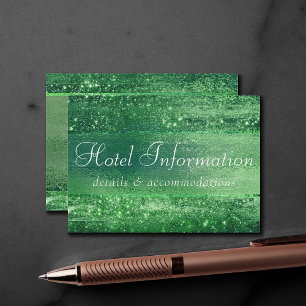Glitzy Foil   Shamrock Green Sparkle Hotel Info Enclosure Card