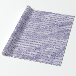 Glitzy Girly Purple Glitter Stripes Wrapping Paper