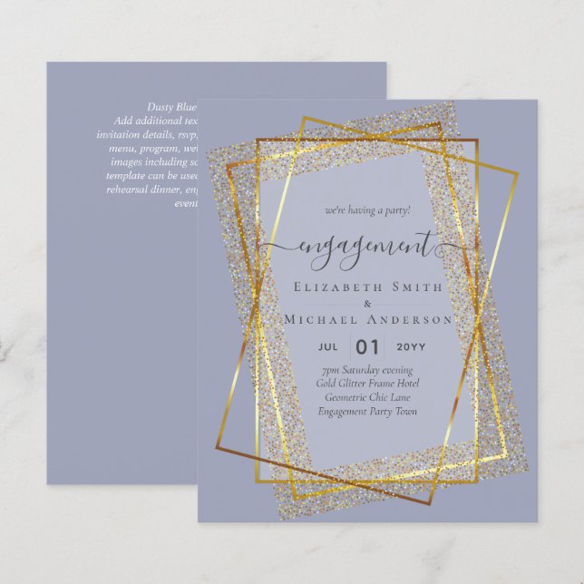 Glitzy Glam ENGAGEMENT Party Invitations BUDGET (Front/Back)