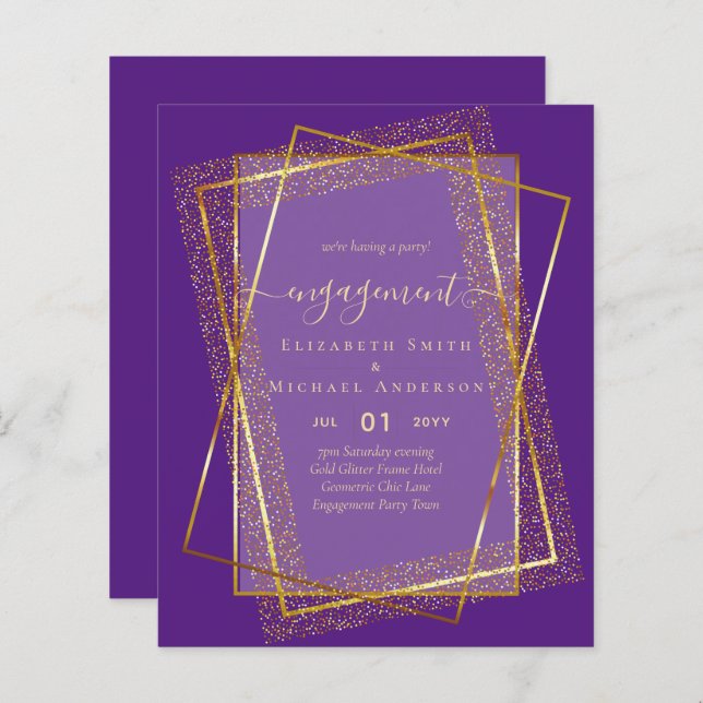 Glitzy Glam ENGAGEMENT Party Invitations BUDGET (Front/Back)