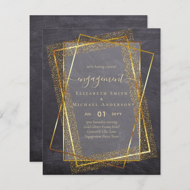 Glitzy Glam ENGAGEMENT Party Invitations BUDGET (Front/Back)