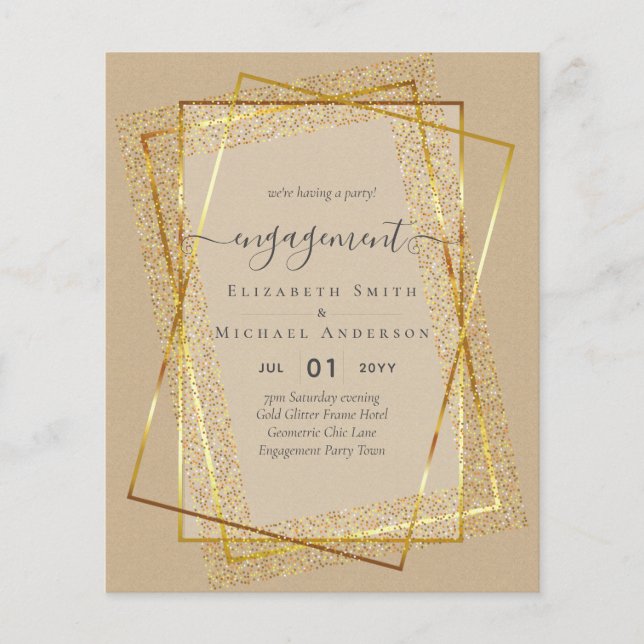 Glitzy Glam ENGAGEMENT Party Invitations BUDGET Flyer (Front)