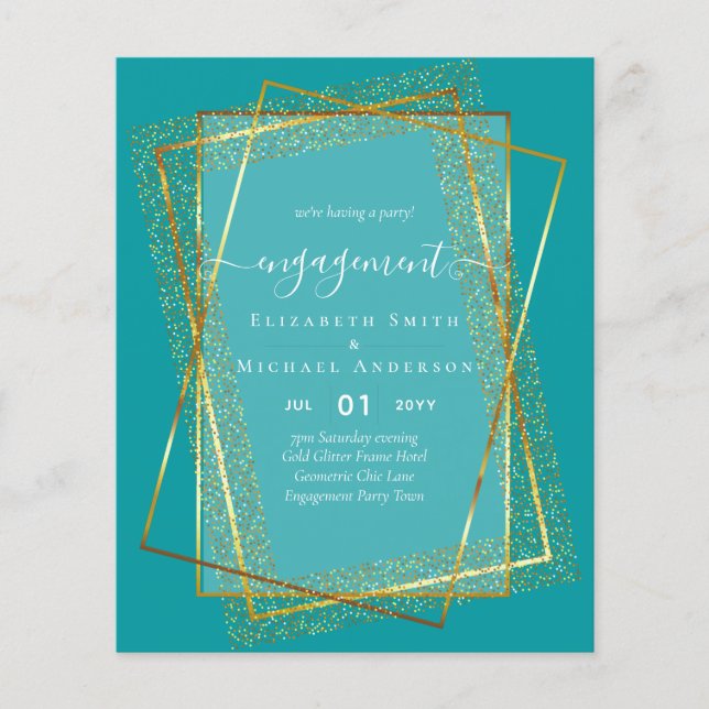 Glitzy Glam ENGAGEMENT Party Invitations BUDGET Flyer (Front)