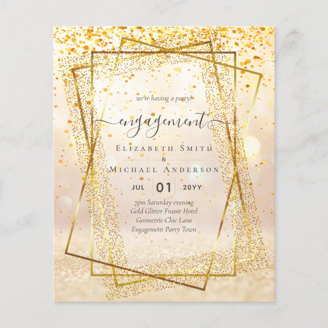 Glitzy Glam ENGAGEMENT Party Invitations BUDGET Flyer (Front)