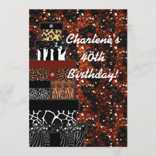 Glitzy Glam Gifts Animal Print Party Invitation