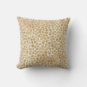 Glitzy Glam Gold Blush Glitter Leopard Print       Cushion