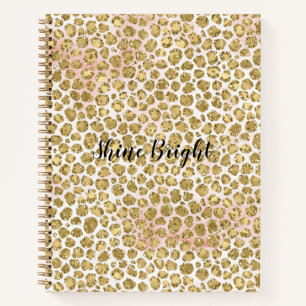 Glitzy Glam Gold Blush Glitter Leopard Print       Notebook