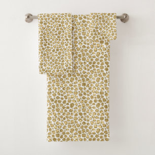 Glitzy Glam Gold Glitter Leopard Print       Bath Towel Set
