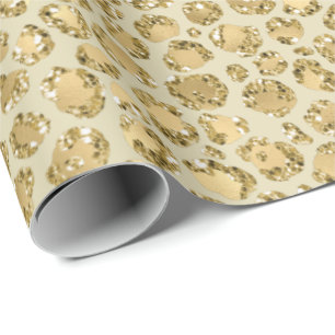 Glitzy Glam Gold Glitter Leopard Print    Wrapping Paper