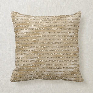 Glitzy Glam Gold Glitter Stripes Cushion
