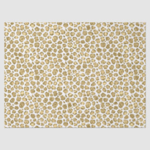 Glitzy Glam Gold White Glitter Leopard Print     Tissue Paper
