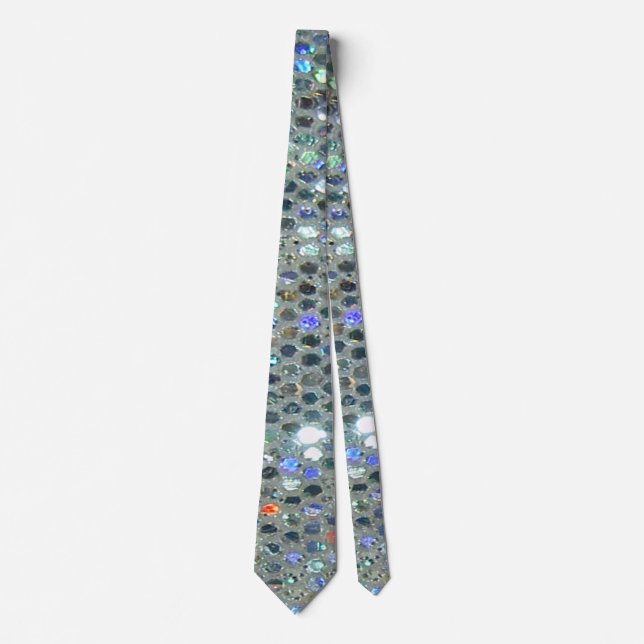 Glitzy Glitter Sparkly Silver Bling Tie (Front)