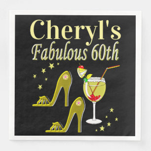 GLITZY GOLD 60TH BIRTHDAY PARTY NAPKIN