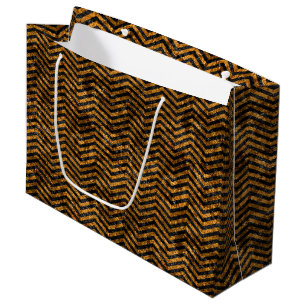 Glitzy Gold & Black Faux Foil Chevrons Large Gift Bag