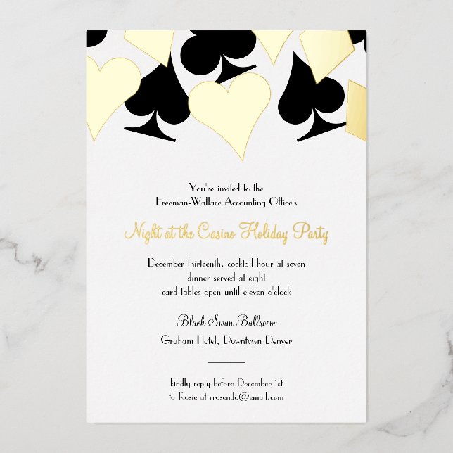 Glitzy Gold Card Suits Gala or Formal Event (Front)