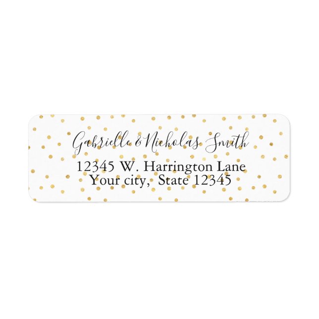 Glitzy Gold Confetti Return Address Label (Front)